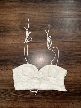 Princess Polly Reef Eyelet Broderie Lace Tie Front Crop Top